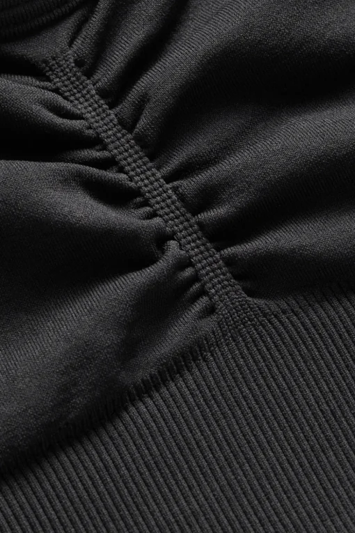 Sculpt Seamless Ruched Sports Bra - Black Marl