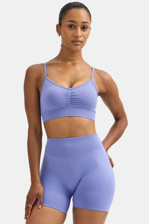 Sculpt Seamless Ruched Sports Bra - Aster Blue