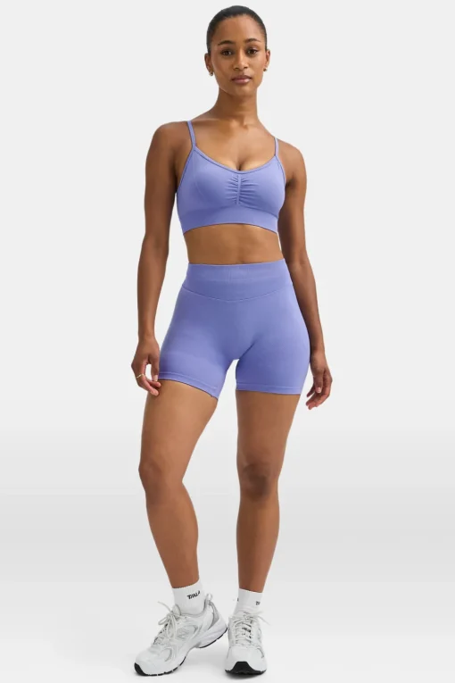 Sculpt Seamless Ruched Sports Bra - Aster Blue