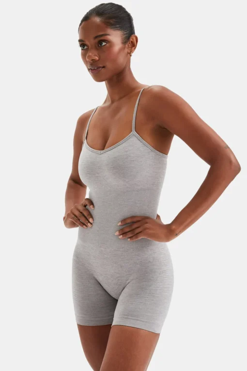Sculpt Seamless Scrunch Unitard - Light Grey Marl