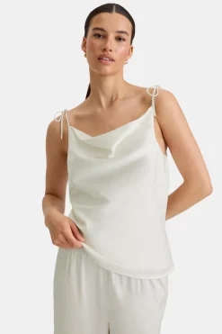 Silky Cowl Neck Top - Diamond White