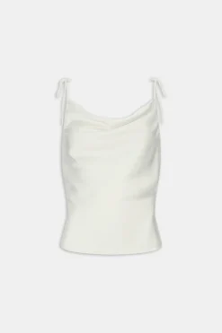 Silky Cowl Neck Top - Diamond White