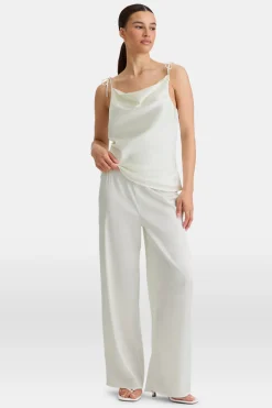 Silky Cowl Neck Top - Diamond White