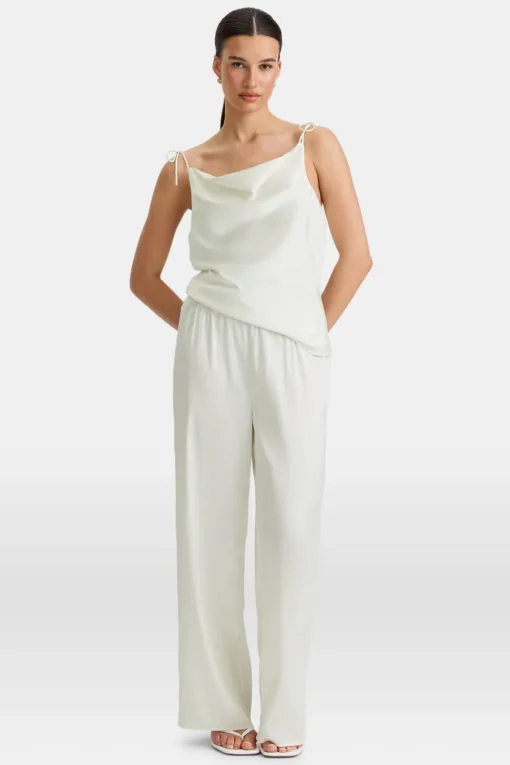 Silky Wide Leg Trouser - Diamond White