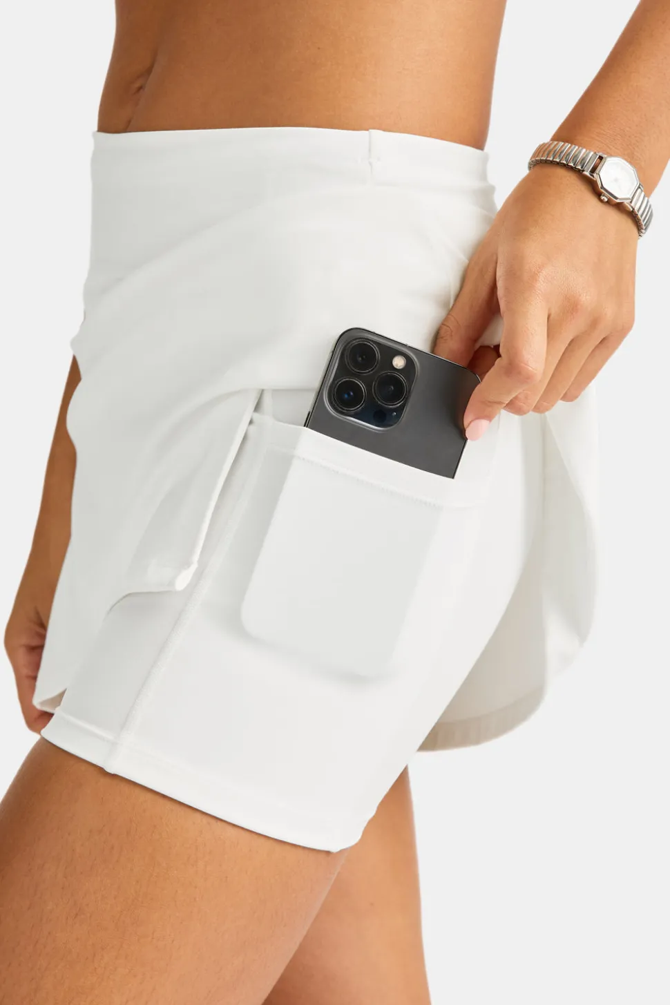 SkinLuxe Asymmetric Side Split Skort - Coconut Milk