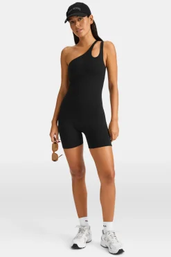 SkinLuxe Asymmetric Unitard - Shadow Black