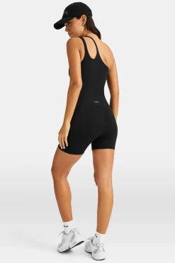 SkinLuxe Asymmetric Unitard - Shadow Black