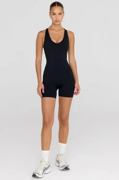 SkinLuxe Built-In Support Strappy Back Unitard - Shadow Black