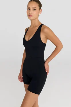 SkinLuxe Built-In Support Strappy Back Unitard - Shadow Black