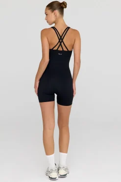 SkinLuxe Built-In Support Strappy Back Unitard - Shadow Black