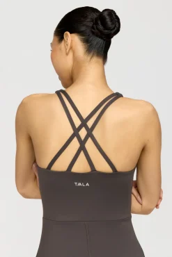 SkinLuxe Built-In Support Strappy Back Unitard - Slate Brown