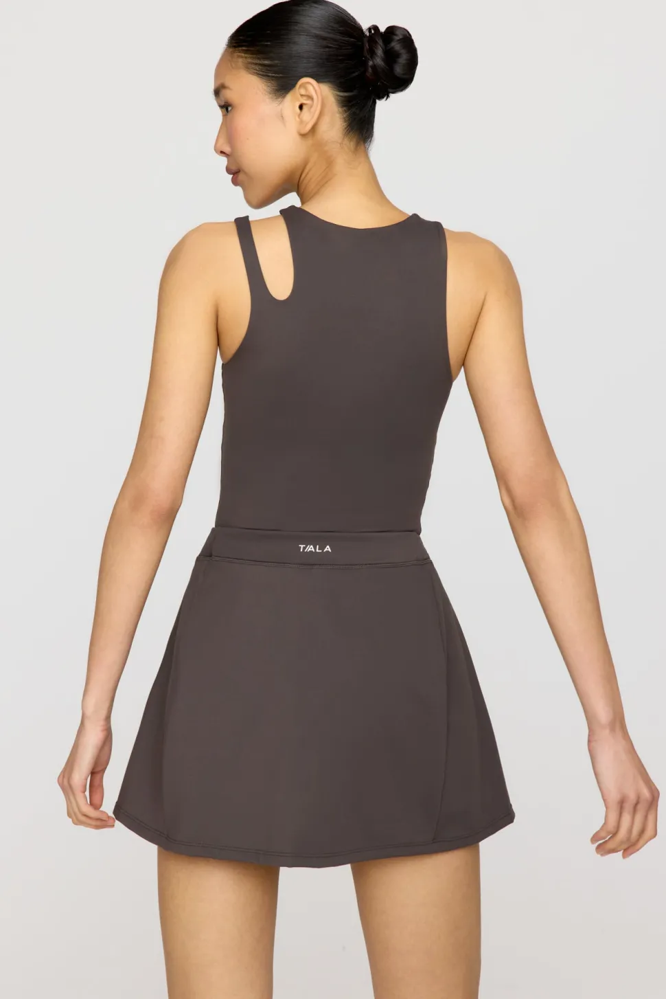 SkinLuxe Built-In Support Cut Out Shoulder Vest - Slate Brown