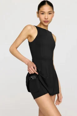 SkinLuxe Built-In Support Side Split Active Dress - Shadow Black