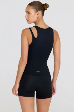 SkinLuxe Built-In Support Cut Out Shoulder Vest - Shadow Black