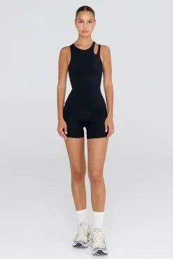 SkinLuxe Built-In Support Cut Out Shoulder Vest - Shadow Black
