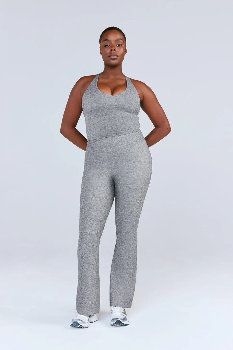 SkinLuxe Built-In Support Strappy Back Cami Top - Dark Grey Marl