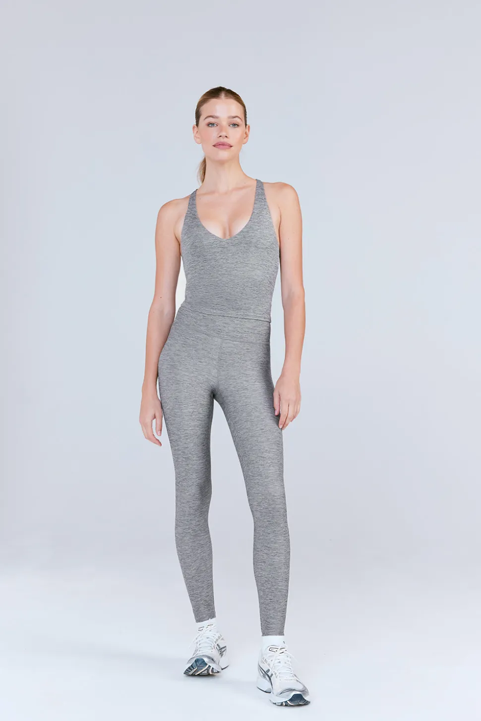 SkinLuxe Built-In Support Strappy Back Cami Top - Dark Grey Marl