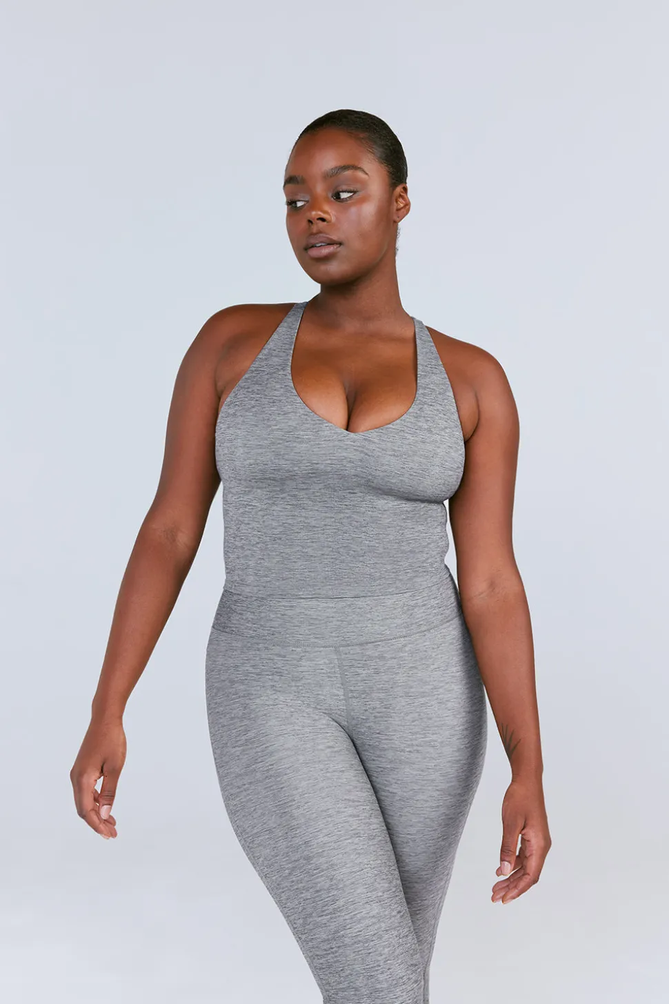 SkinLuxe Built-In Support Strappy Back Cami Top - Dark Grey Marl