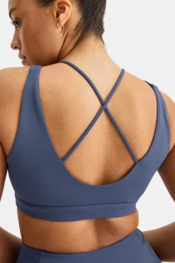 SkinLuxe Contour Scoop Back Sports Bra - Vintage Blue