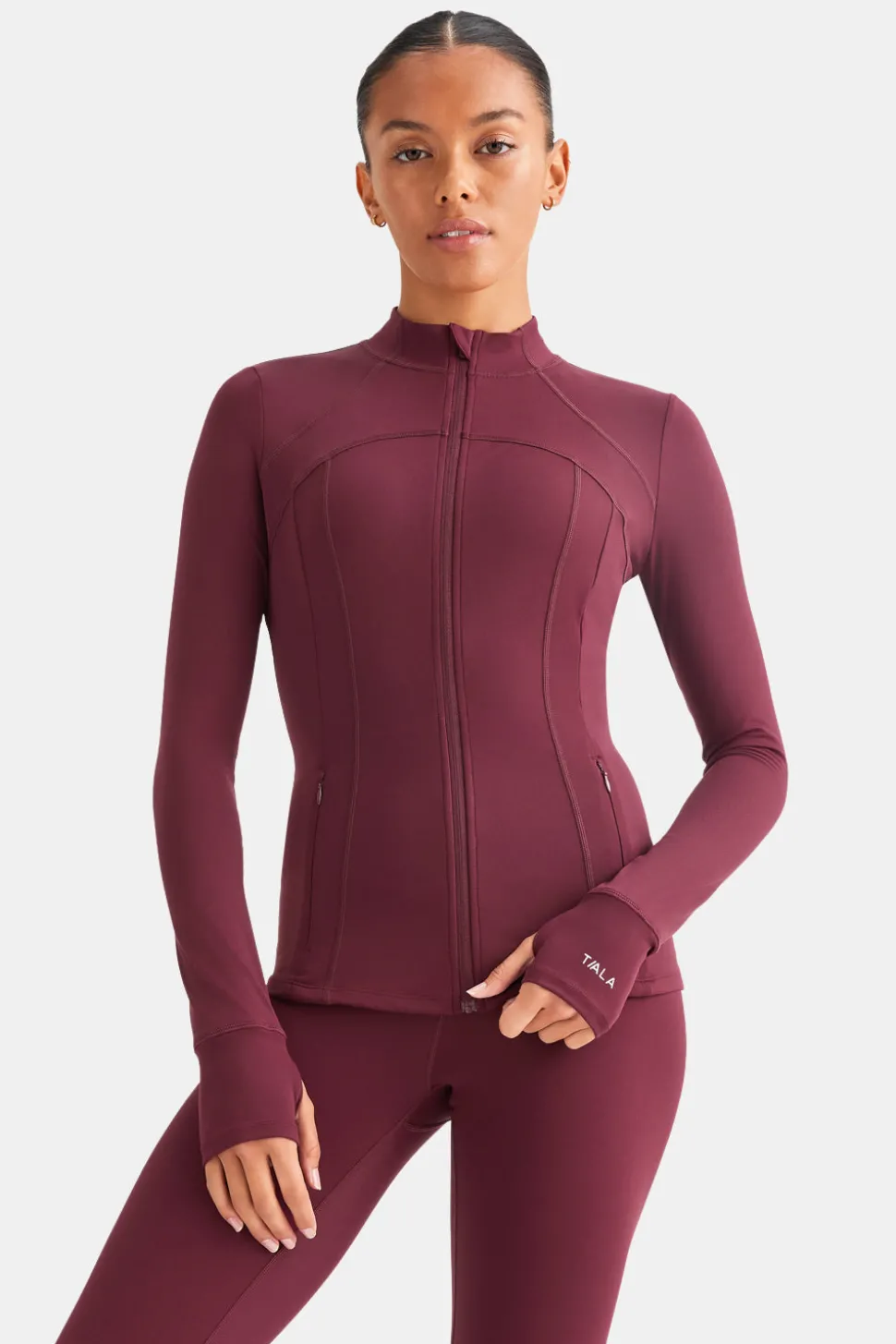 SkinLuxe Full Length Running Top - Burgundy