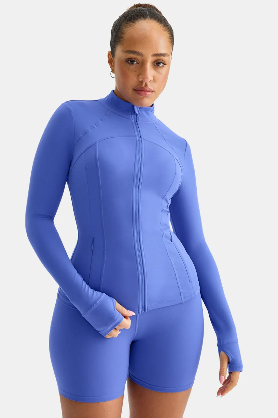 SkinLuxe Full Length Running Top - Iris Blue