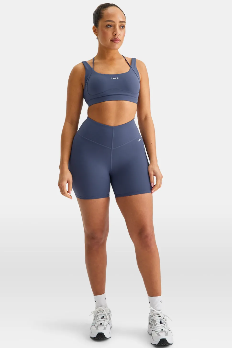 SkinLuxe High V-Waisted Shorts - Vintage Blue