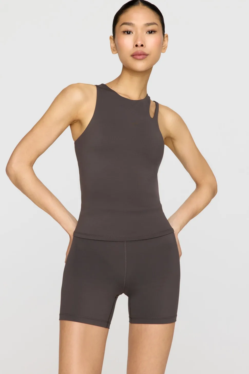 SkinLuxe High Waisted Cycling Shorts - Slate Brown