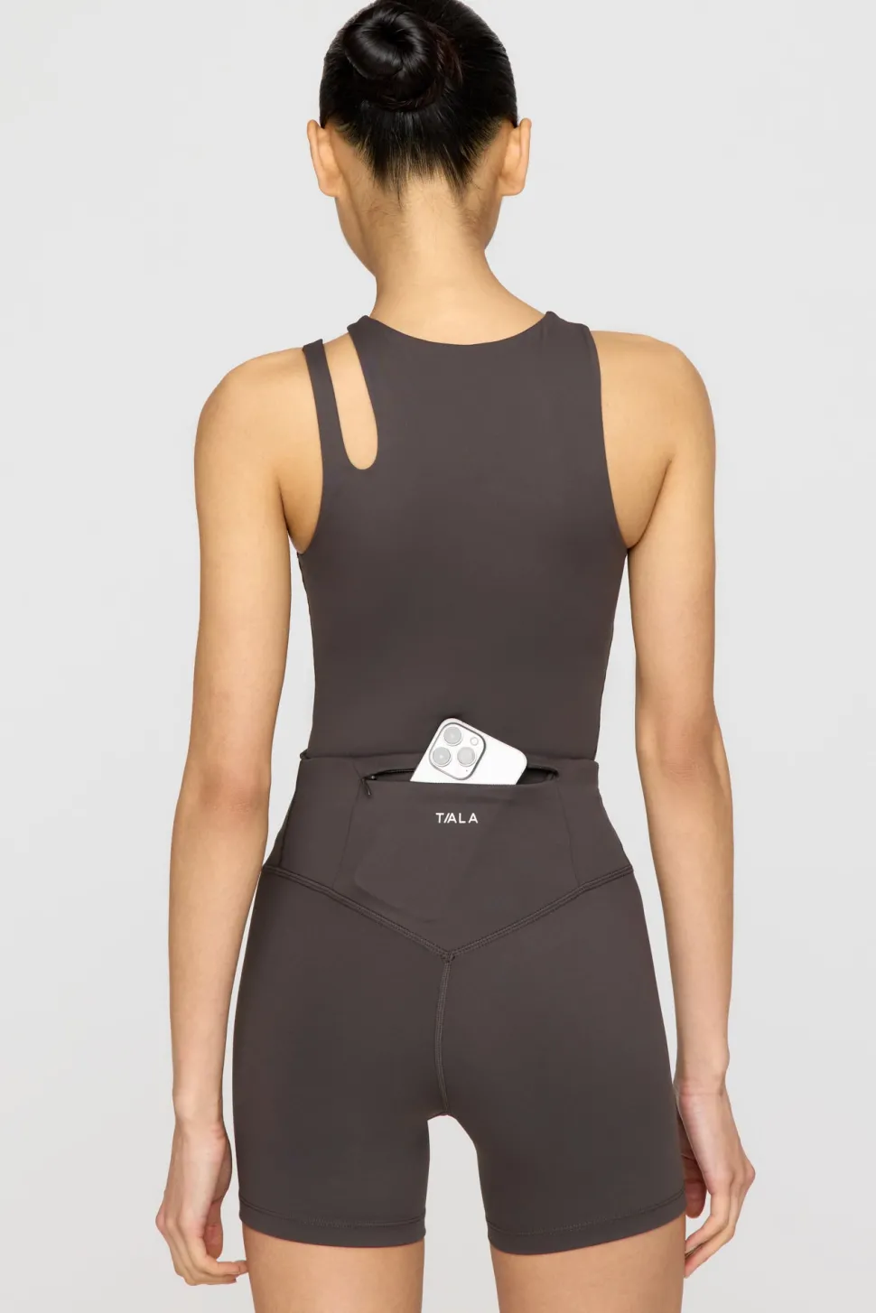 SkinLuxe High Waisted Cycling Shorts - Slate Brown