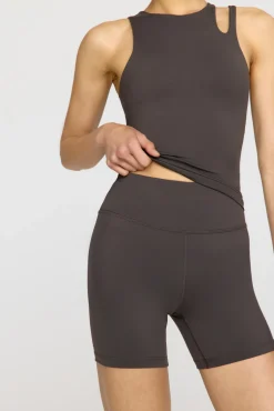 SkinLuxe High Waisted Cycling Shorts - Slate Brown