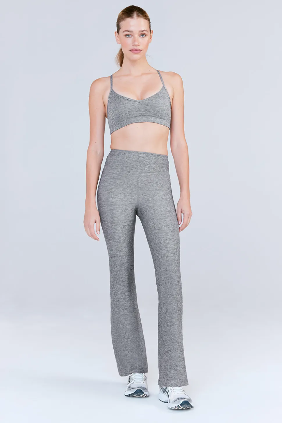 SkinLuxe High Waisted Flared Legging - Dark Grey Marl