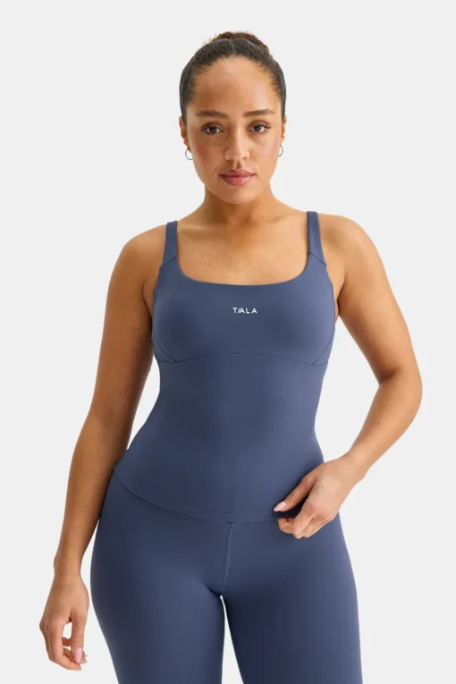 SkinLuxe Scoop Neck Full Length Vest - Vintage Blue