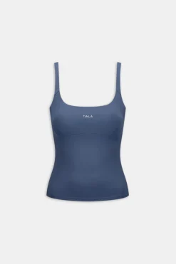 SkinLuxe Scoop Neck Full Length Vest - Vintage Blue