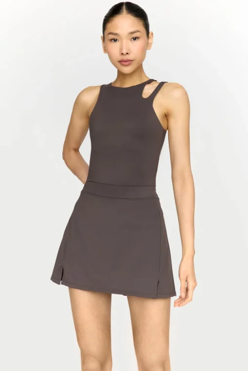 SkinLuxe Side Split Skort - Slate Brown