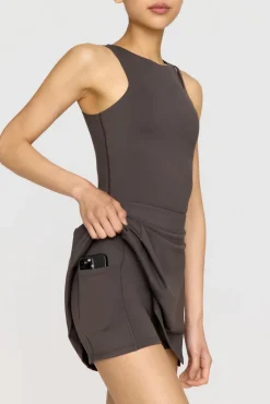 SkinLuxe Side Split Skort - Slate Brown
