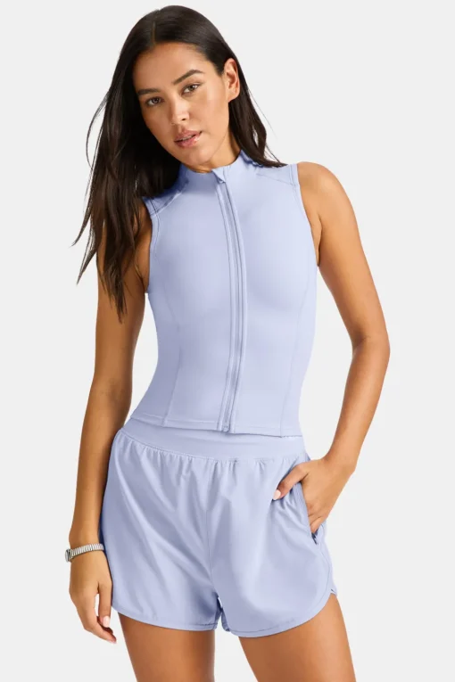 SkinLuxe Sleeveless Zip Through Running Top - Lilac