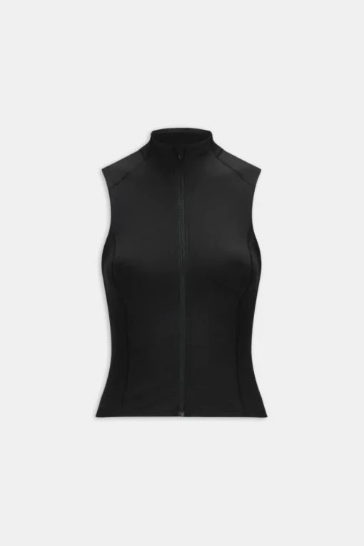 SkinLuxe Sleeveless Zip Through Running Top - Shadow Black