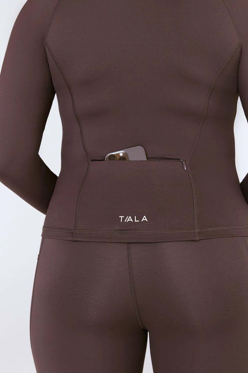 SkinLuxe Zip Through Running Top - Espresso