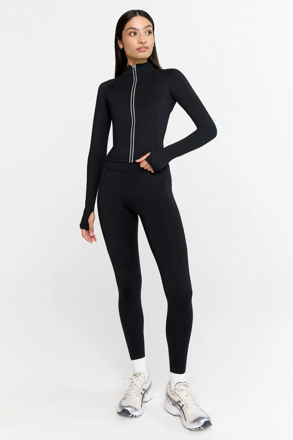 SkinLuxe Zip Through Running Top - Shadow Black