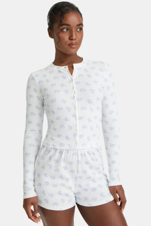 Soft Lounge Cardigan - Croissant Print