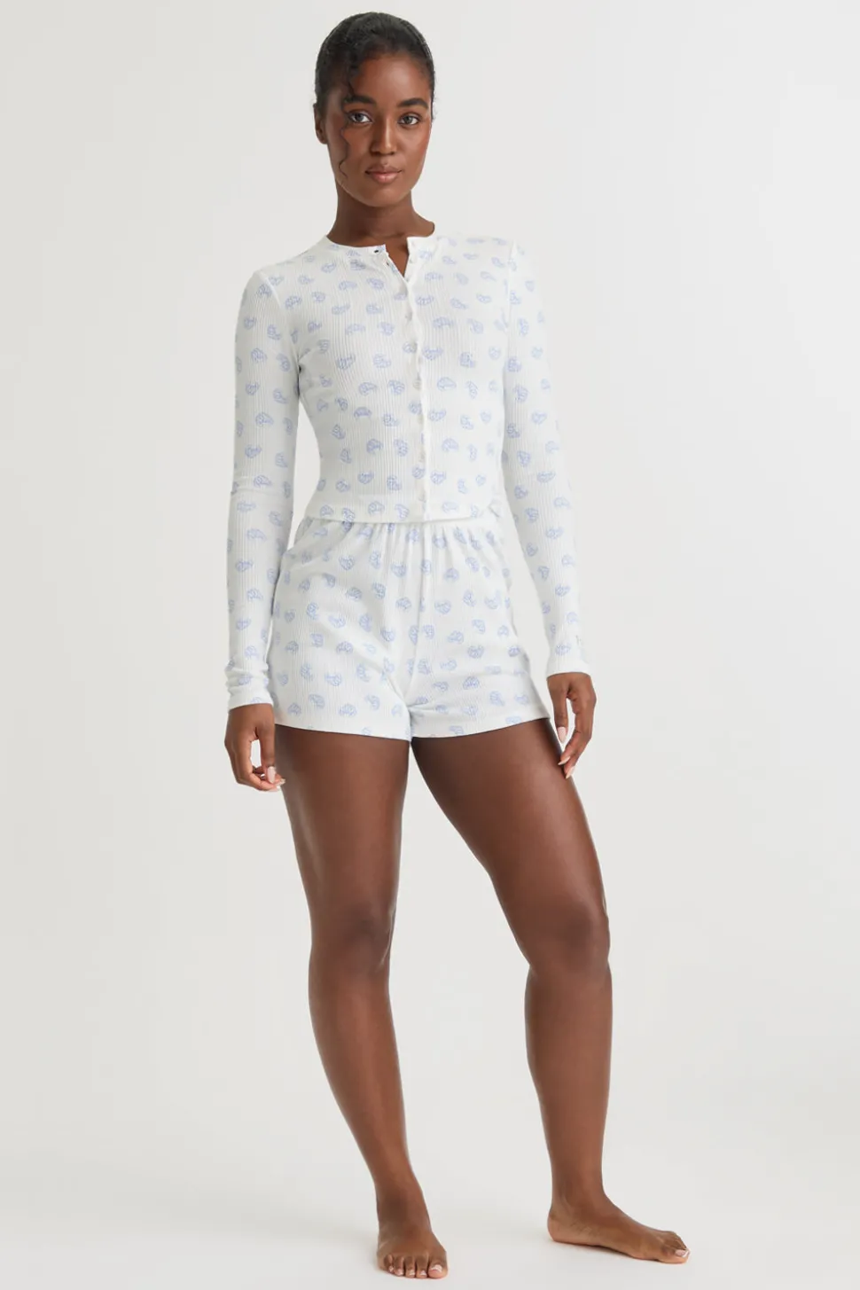 Soft Lounge Pyjama Shorts - Croissant Print