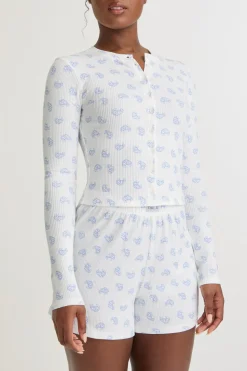 Soft Lounge Pyjama Shorts - Croissant Print