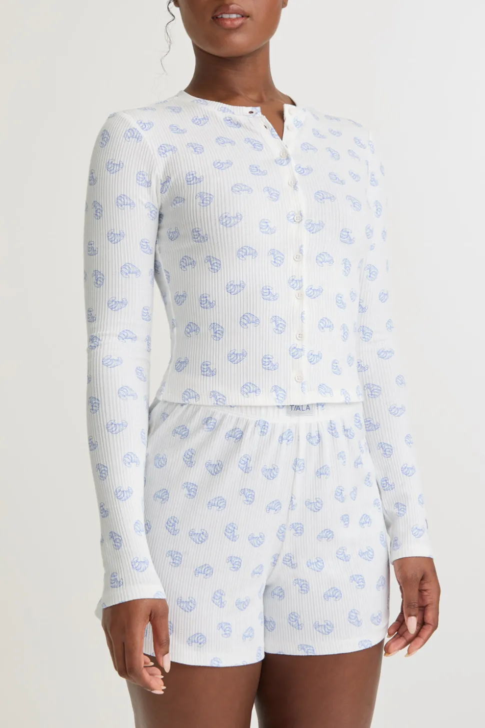 Soft Lounge Pyjama Shorts - Croissant Print