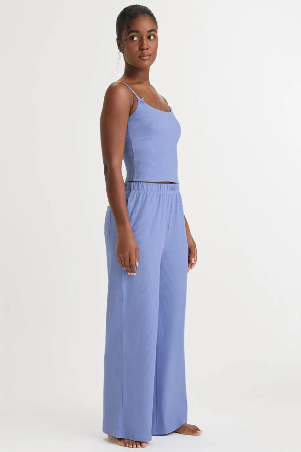 Soft Lounge Wide Leg Pyjama Bottoms - Cornflower Blue