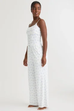 Soft Lounge Wide Leg Pyjama Bottoms - Croissant Print