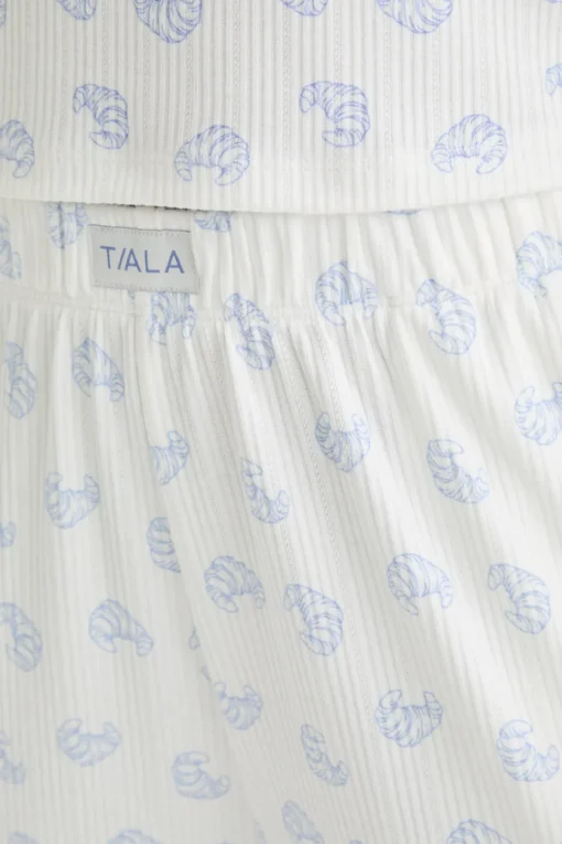 Soft Lounge Wide Leg Pyjama Bottoms - Croissant Print