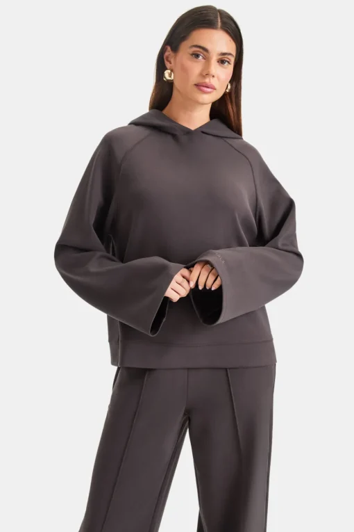 SoftSmart Flared Sleeve Hoodie - Cocoa