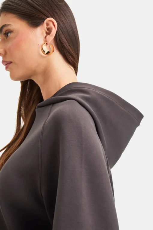 SoftSmart Flared Sleeve Hoodie - Cocoa