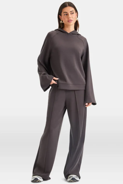SoftSmart Flared Sleeve Hoodie - Cocoa