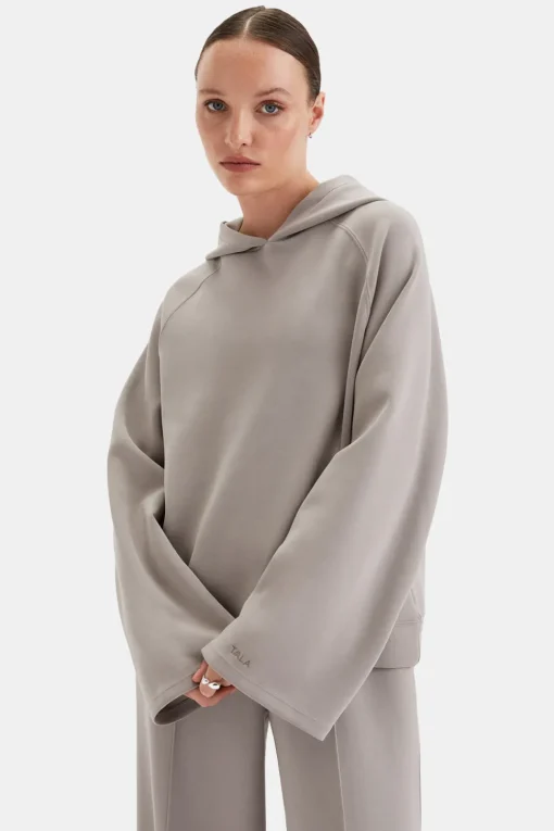 SoftSmart Flared Sleeve Hoodie - Pebble