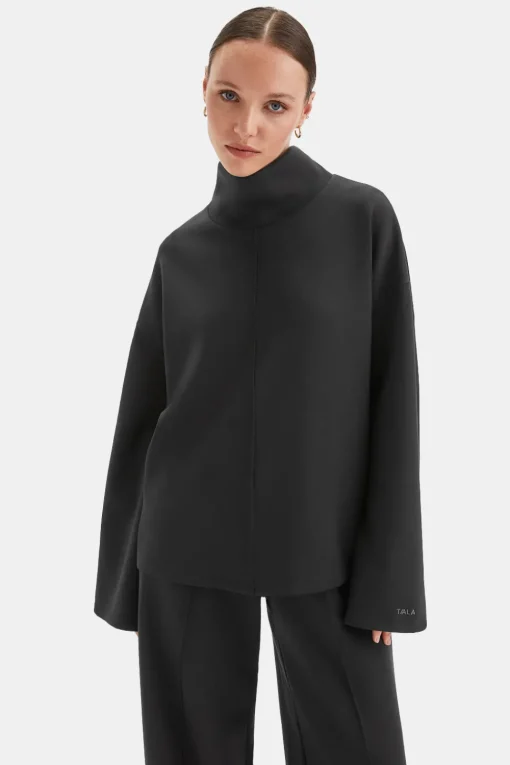SoftSmart Funnel Neck Sweatshirt - Black